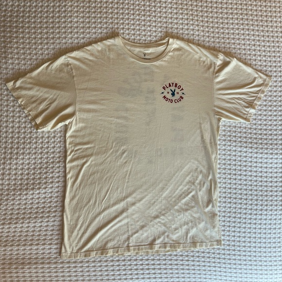 PLAYBOY Cream Moto Club T-Shirt - Picture 1 of 7